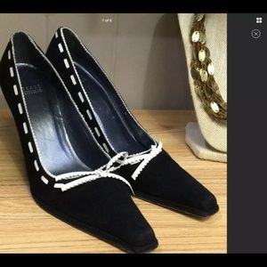 Stuart Weitzman Suede 8.5 Blk/cream Pumps